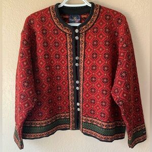 SKJAEVELAND Of Norway Vintage New Wool Fair Isle Button Down Cardigan Size L